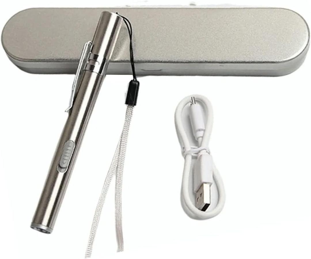 KIMISS Nurse Penlight - USB Rechargeable Yellow Pen Light Flashlight with 60LM Brightness, Stainless Steel, Pocket Clip - Ideal for Medical Professionals and Outdoor Use- 