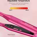 Terviiix Mini Flat Iron and Hair Straightener for Short Hair, Edges, and Pixie Cut - 3/10 Inch Skinny Pencil Straightener for Black Women's Baby Hair, LCD Digital Display, Dual Voltage, Pink