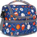 FlowFly Double Decker Cooler Insulated Lunch Bag Large Tote for Boys, Girls, Men, Women, With Adjustable Strap, Football