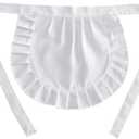 SUN2ROSE white Cosplay Waist Apron Ruffed Puffy Tight Costume, Kids Half Apron Kitchen Party Favors Also Fits for Kids Apron Cosplay