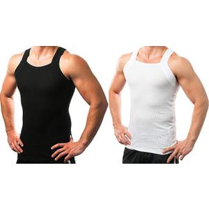 Different Touch 2 Pack Men's Tank Tops Square Cut Muscle Rib A-Shirts, XL
