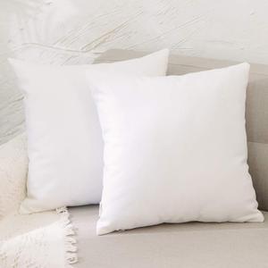 16x16 Pillow Inserts, Set of 2, White – Indoor Decorative Throw Pillows for Bed, Sofa & Couch – Soft, Supportive & Fluffy Cushion Inserts