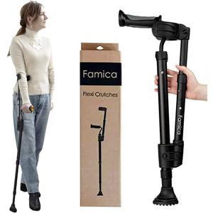 Flexi Crutch Forearm Crutches for Adults Seniors, Red Dot Award Winner, Foldable Lightweight Mobility Aid, Adjustable Height Ergonomic Handle, Non-Slip, Surgery Recovery