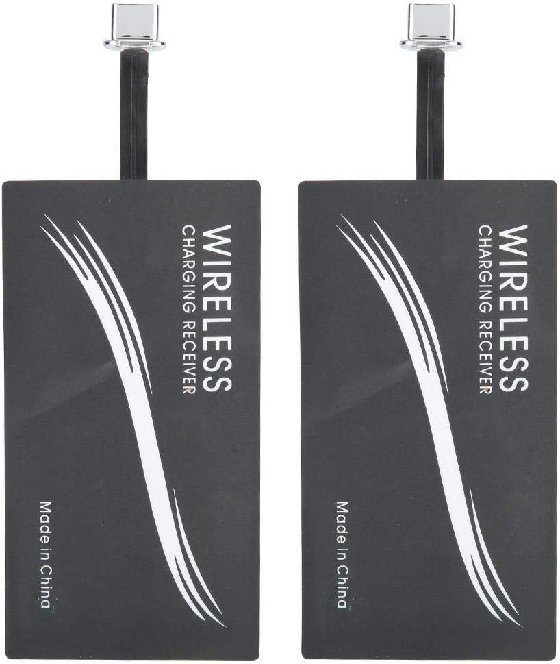 ASHATA 2Pcs Type C QI Charging Receiver Ultra Thin QI Receiver, Electromagnetic Induction 1000mA Fast Charging Receiver for All Type C Cell Phones