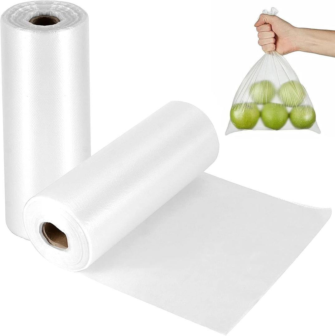 FUNSUEI 1280 Count 8 x 12 Inch Plastic Produce Bags, Clear Plastic Produce Bag Rolls, food storage bags for Bread, Fruits, Vegetables, 1 Roll/640 Bags