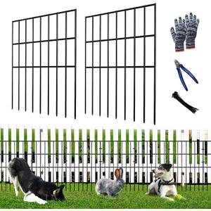 25pcs Garden Fence Animal Barrier 27ft(L) X 17in(H) No Dig Barrier Fencing Dog Rabbits Blocker 9 Vertical Metal Wire Rustproof Border Decorative Fences for Outdoor, Yard, Patio