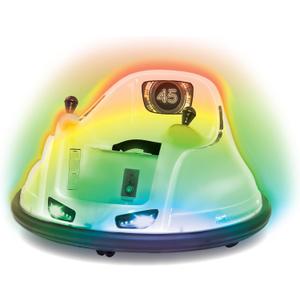 Flybar 6V White Glow Bumper Car for Kids  LED Ride-On Toy with 360 Spin, Rechargeable Battery, and Soft Rubber Bumpers  Safe Indoor Fun for Toddlers Ages 1.5+, Up to 66 lbs