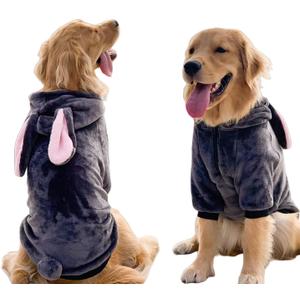 Large Dog Rabbit Costume,Halloween Easter Bunny Costume Party Outfits for Medium Large and Extra Large Dog,Winter Clothes Pajamas for Labrador Bulldog (Grey, 8XL) (8XL(Bust38.5inch|Pet 75-100LBS))