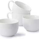 Sweese Porcelain 22oz Large Coffee Mugs Set of 3, Large Soup Mug with Handles Perfect for Coffee, Tea, Hot Chocolate, Microwave Safe, White