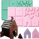2 Pack Gingerbread House Mold Tray, Christams Gingerbread House Baking Tray 3D Christmas Silicone Baking Mold, Silicone Gingerbread House Mold Kit for Candy, Cookies, Chocolate