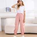 Girls Cargo Pants Baggy Joggers Lightweight Elastic Waist Drawstring with Pockets Casual Travel Hiking Streetwear (Pink)
