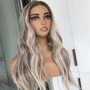 mytonecoo Wear and Go Glueless Body Wave Synthetic Lace Front Wig Pre Plucked Pre Cut Lace Wig for Beginners Platinum Ash Blonde with Brown Roots Ready to Wigs for Women 20 Inch Wavy