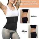 Waist Trimmer Belt for Women Plus Size - Long Torso Tummy Wrap & Postpartum Support, Sweatproof Latex Shaper for Daily Use, Adjustable Gym Slimming with Back Roll Control (Black)