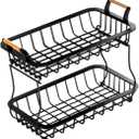 Garneck 1pc Kitchen Fruit Vegetable Storage Basket Hanging Baskets for Kitchen Detachable Organizing Rack Black