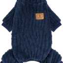 XPUDAC Turtleneck Dog Pajamas Fleece Dog Sweater Soft Puppy Clothes for Small Medium Dogs Boy Girl Chihuahua Yorkie Outfit Pet Apparel, Navy Blue XS