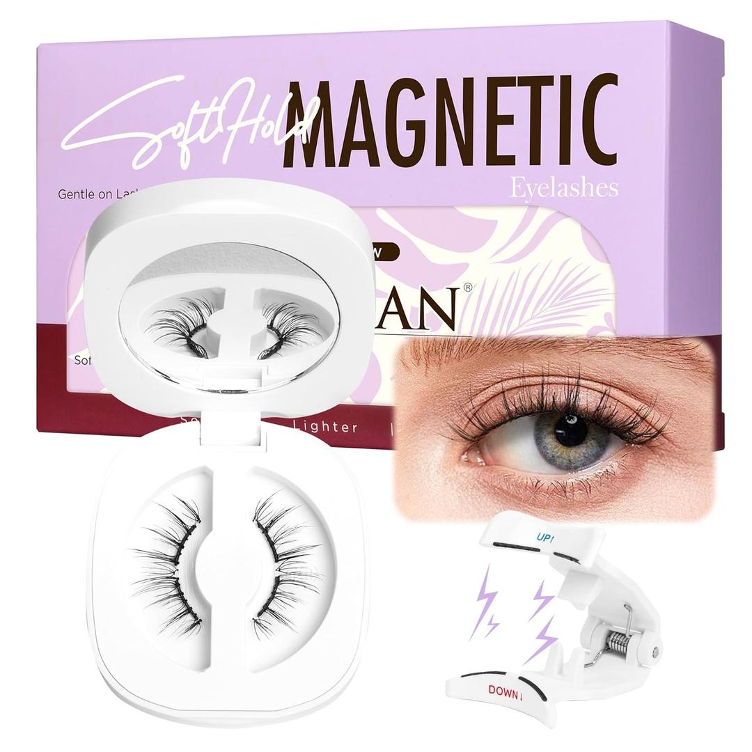 BEYELIAN Magnetic Eyelashes with Applicator Kit, Upgrade Soft Magnetic False Eyelashes Natural Look, No Glue Needed Reusable Magnetic Lashes for Eye Makeup (Lightweight & Comfortable)