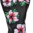 Golf Headcovers Embroidery Driver Cover Fariway Wood Headcover Hybrid Head Covers Leather Golf Club Covers for Most Brand, Black