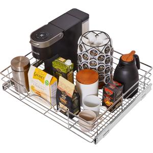 HOLDN STORAGE Pull Out Cabinet Organizer, Slide Out Drawer for Kitchen Cabinets & Pantry, Roll Out Shelf for Pots, Pans & Under Sink Storage, Heavy-Duty Full-Extension, 24" W x 21" D x 5" H