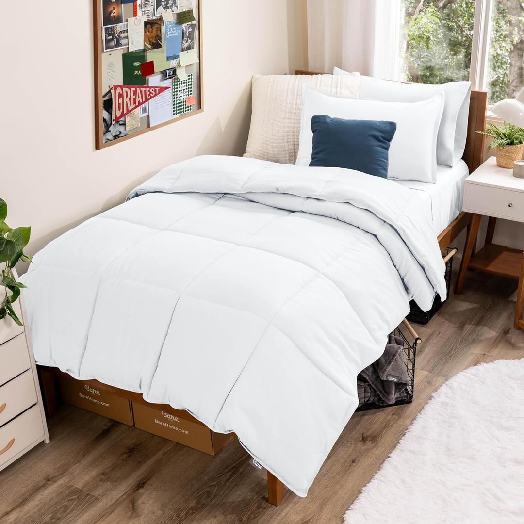 Bare Home Comforter Set - Ultra-Soft - Goose Down Alternative - Premium 1800 Series - All Season Warmth (Twin/Twin XL, White)