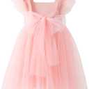 Tutu.kk Toddler Girls Vintage Party Dress Ruffled Sleeve A-Line Tulle Flower Girl Dresses for Wedding,Birthday (Pink, 3-4T)