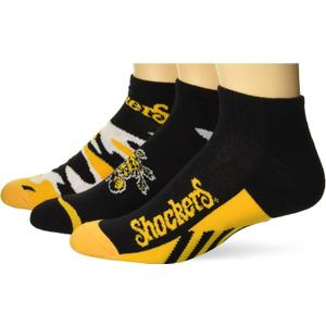 For Bare Feet Camo Boom 3 Pack Ankle Sock (Large, Team Color)