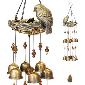 Bird Nest Wind Chimes,Wind Chimes for Outside with 12 Wind Bells for Glory Mothers Love Gift,Bird Bells Chimes Hanging Decoration for Outside Garden Yard Church, Bronze