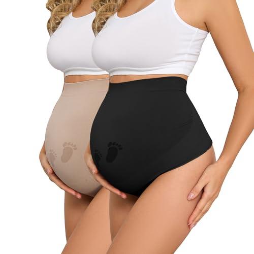 Y25D Maternity Thongs for Women, Seamless Maternity Underwear Over Bump Maternity Panties for Pregnant Women L