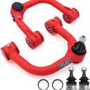 Front Upper Control Arms for 2005-2023 Toyota Tacoma, Hilux, Fortuner, 2-4" Lift Tubular Control Arm, PU Bushing, Pre-Installed Ball Joint with 2 Replacement Ball Joints, Wrinkle Red