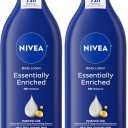 NIVEA Essentially Enriched Body Lotion, Dry to Very Dry Skin, 16.9 Fl Oz, Pack of 2