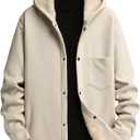 Verdusa Men's Button Up Fleece Sherpa Lined Hoodies Long Sleeve Warm Sweatshirts Jacket with Pockets (Beige, Small)