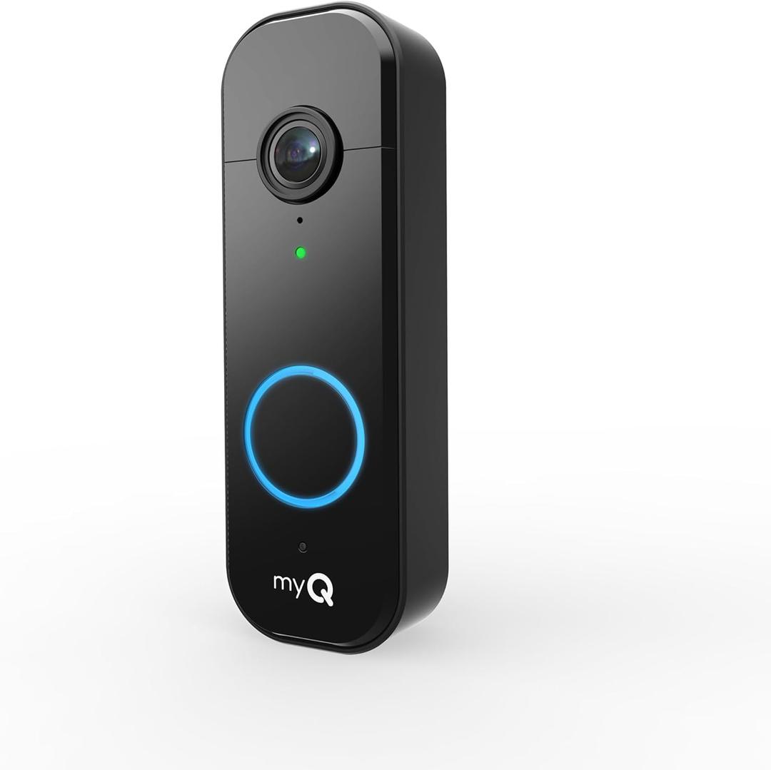 Chamberlain myQ Video Doorbell | 2K Camera, Battery/Wired, Color Night Vision, Live with 2-Way Talk, Motion Detection & Real-Time Alerts, 150 Deg Wide View, Black