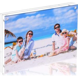 11x14 Acrylic Picture Frame,Clear Double Sided Magnetic Photo Frames With Stand,Minimalist Frameless Floating Frame for Artwork Poster Degree Diploma,Lovely Gift for Family, Friend (11x14"-1)