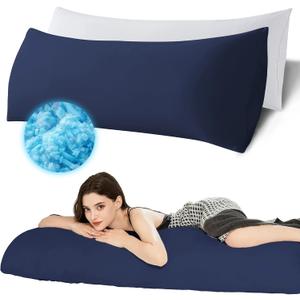 Ubauba Memory Foam Body Pillow with Cover, Full Large Body Pillows Insert for Adults with Envelope Closure Pillowcase, Firm & Fluffy Long Bed Pillows for Sleeping (20x54 inch, Navy)