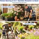 Garden Kneeler and Seat, Extra Wide Thick EVA Pad, Heavy Duty Foldable Garden Bench Holds 350lbs, Ergonomic Kneeling Stool with Garden Tool Pouches, Gardening Gifts for Women, Men & Seniors