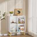4 Cube Storage Organizer with Legs, 2 Tier Cube Low Bookcase Freestanding Storage Display Organizer for Home Office, Four-Cubes Open Shelf Short Bookshelf (White, 4 Cube)