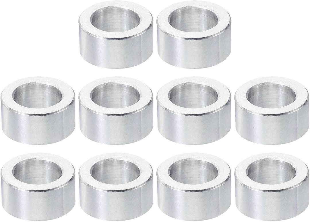 PATIKIL M10 Aluminum Spacers, 10 Pcs Metal Spacer Aluminum 10.2mm ID x 16mm OD x 8mm L Aluminum Spacer Screw Standoff Round for 3/8" M10 Screw Bolts