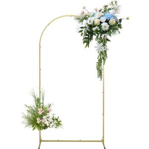 Wedding Arch Backdrop Stand, Gold Metal Arch Backdrop Stand for Wedding Baby Shower, Birthday, Anniversary, Graduation Garden Balloon Arch Decoration (Gold-7.2X3.9FT)
