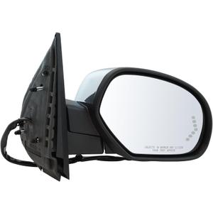 TRQ Passenger Side Mirror Assembly Power Heated Memory Turn Signal Puddle Light Chrome Power Folding Compatible with 07-08 Chevrolet Tahoe Off Road Package 07-08 Suburban 1500 2500 Off Road Package