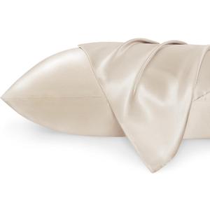 Bedsure Satin Pillowcases, Similar to Silk Pillow Cases Queen Size Set of 2, Cooling Pillow Case for Sleeping Women with Envelope Closure, Gifts for Women Men, Beige, 20x30 Inches, 2pcs