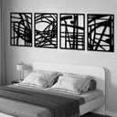 Vofstand Black Metal Abstract Wall Art - Bedroom Wall Decor Minimalist Wall Decor for Living Room Bedroom Decor 3D Textured Sculptures for Home Wall Art Hanging Wall Decor