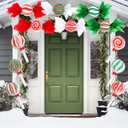 Thyle 12 Pcs Christmas Candy Paper Lanterns 8 Inch Red Green White Lollipop Peppermint Candy Canes Lanterns DIY Xmas Hanging Paper Decorative for Xmas Holiday Indoor Outdoor Supplies