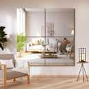 Delma Frameless Mirror Tiles 22"x22"x4 Pcs Wall Mounted, Shatter Resistant Full Length Tempered Glass Panels for Home Gym Bathroom Bedroom & Living Room Decor