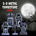 3-D Metal Halloween Ghost Cemetery 17" Tombstones - Full Set of 5 w Stakes