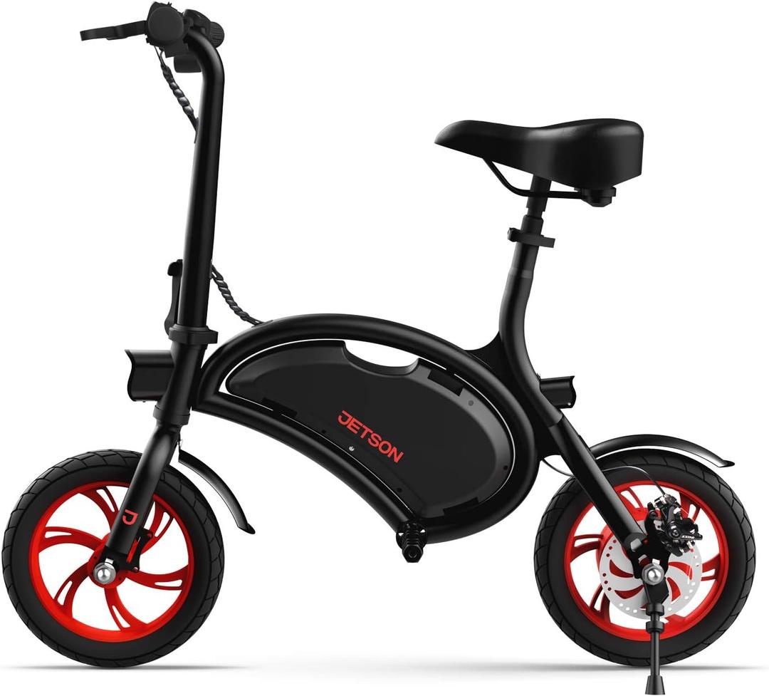 Jetson Bolt Electric Bike, Foot Pegs, Easy-Folding, Built-In Carrying Handle, Twist Throttle, Cruise Control, Up To 15.5 MPH, Range Up To 15 Miles, Ages 13+, Black, JBOLT-BLK, 12 Inch