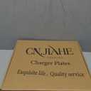 CN JIAHE 13inch Clear Acrylic Reef Gold Rim Charger Plates Set of 8, for Dinner, Wedding, Party, Event Decoration