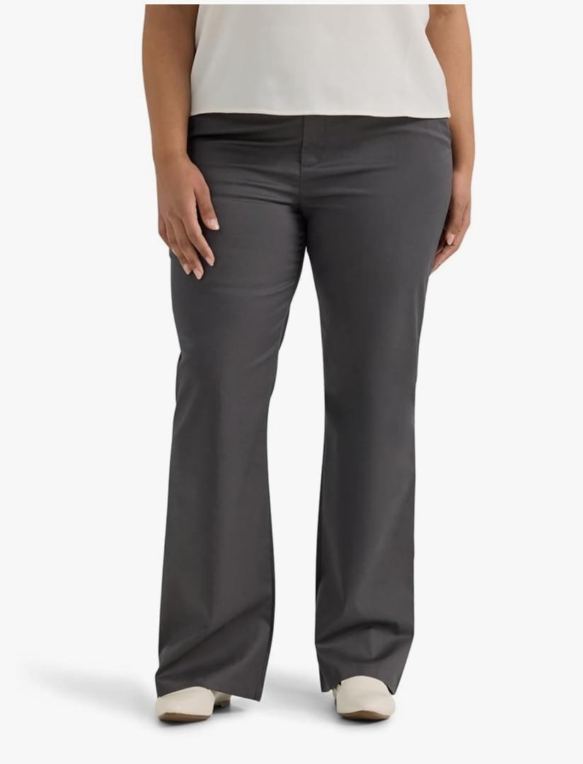Women's Plus Size Wrinkle Free Mid Rise Bootcut Pant 2XL Grey