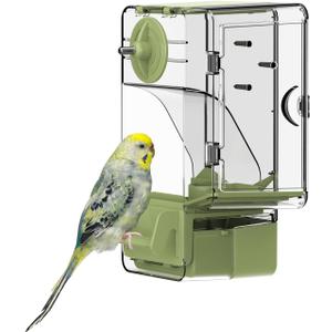 Automatic Bird Feeder, Bird Cage Feeder with Perch Multi-Functional Holder for Fruits Vegetables for Parakeet Canary Cockatiel Finch (Green)