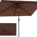 6.5'x10' Rectangular Patio Outdoor Umbrella,Large Coverage with Push-Button Tilt & UV Protection,Sturdy Ribs for Deck,Lawn,Pool,Backyard