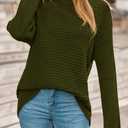 PRETTYGARDEN Womens Sweaters Fall Fashion 2025 Oversized Long Sleeve Mock Neck Chunky Knit Pullover Tops Winter Clothes (X-Large, Army Green)