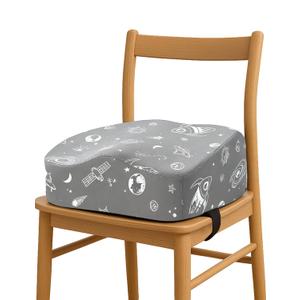 Babelio Ergo-Designed Booster Seat for Kitchen Chair, Promote Proper Upright Posture, Toddler Booster Seat for Dining Table, Removable & Washable Cover, Suitable for 18 Months to 5 Years, Gray Space